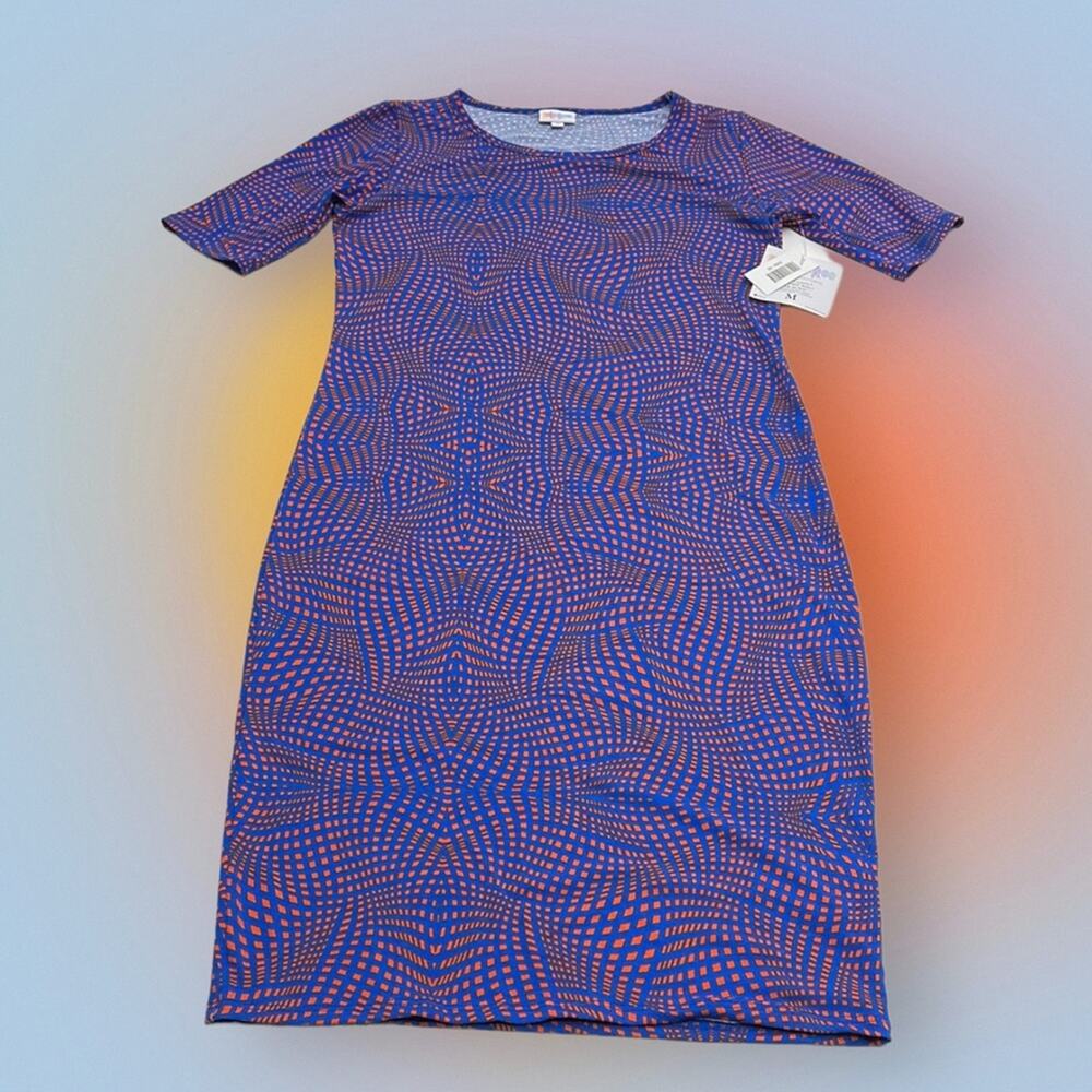 LULAROE Women’s Medium Blue Orange Stretchy Dress